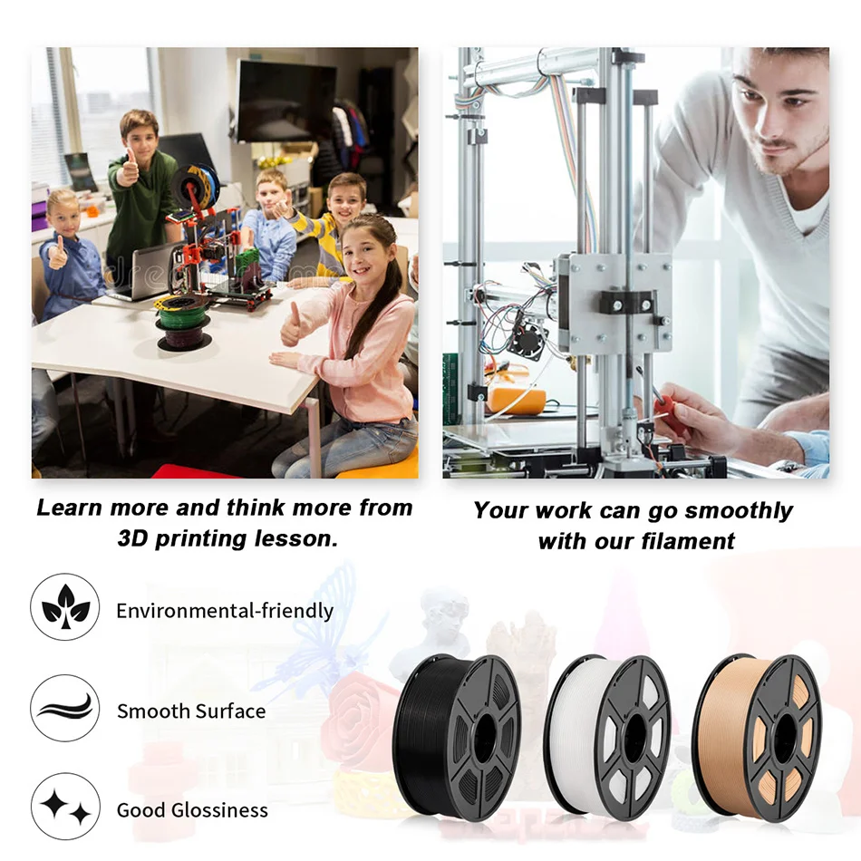JAYO 3D Printer part PETG/PLA Meta/PLA/SILK/PLA PLUS/TPU Filament 1.75mm for 10Rolls FDM 100% No Bubbel craft part DIY Materials