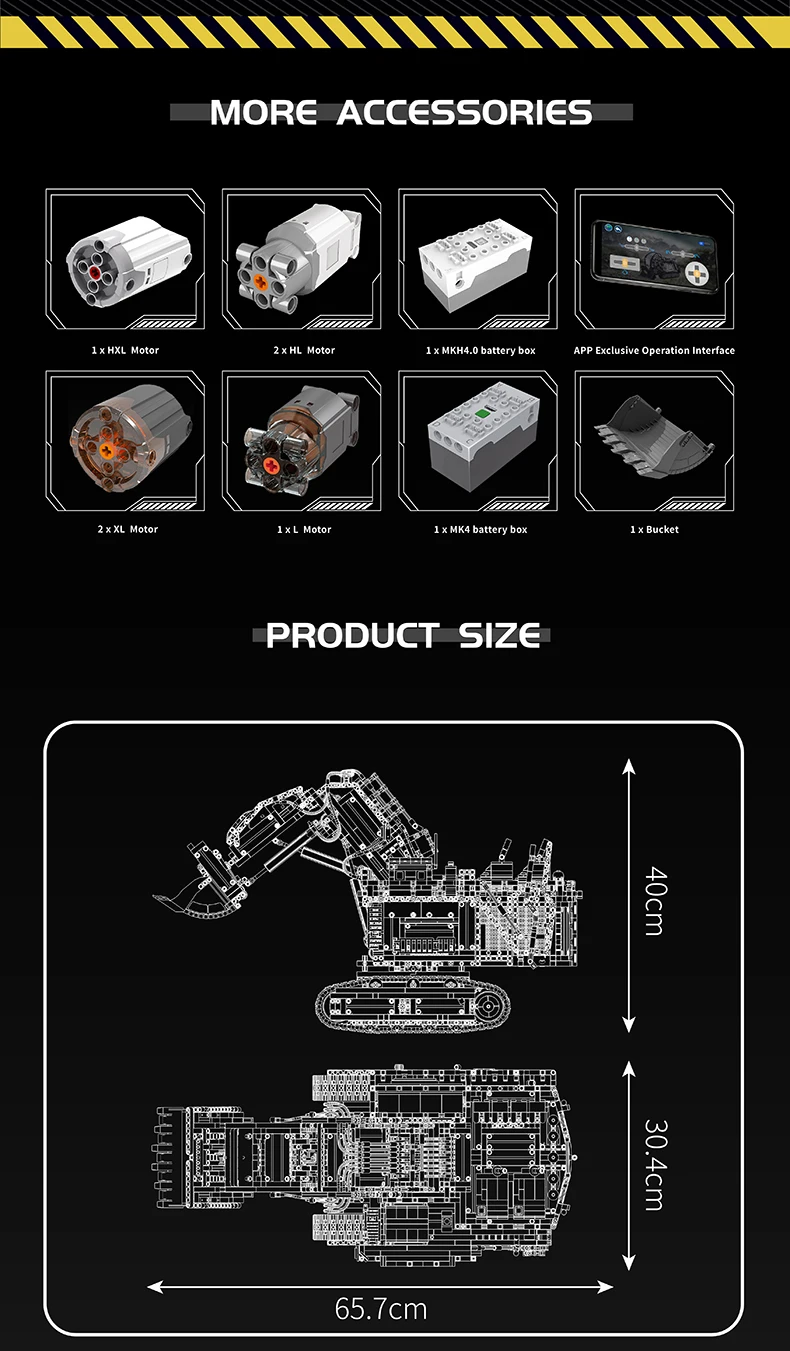 Mould King 17070/17071 Technical Car Building Block Remote Control R9800 Excavator Model Assembly Truck Brick Kid Christmas Gift
