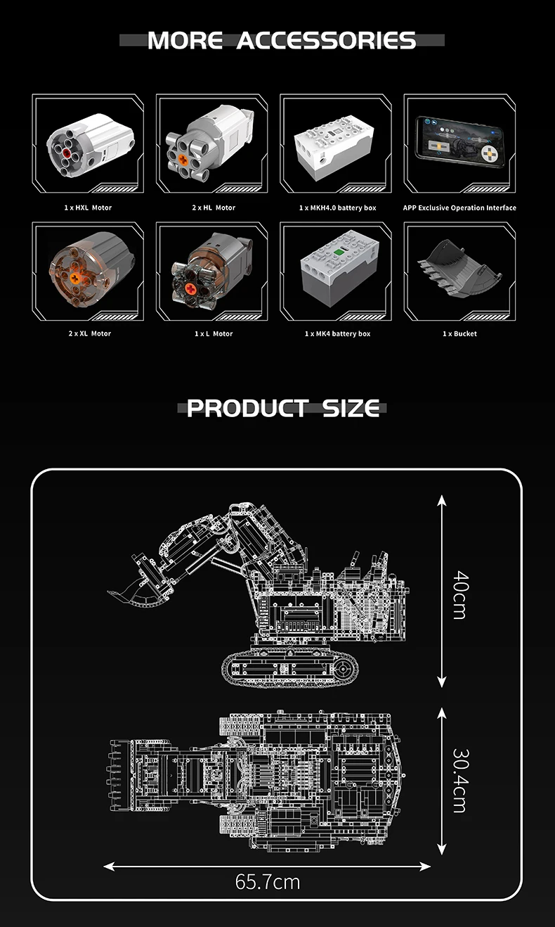 Mould King 17070/17071 Technical Car Building Block Remote Control R9800 Excavator Model Assembly Truck Brick Kid Christmas Gift