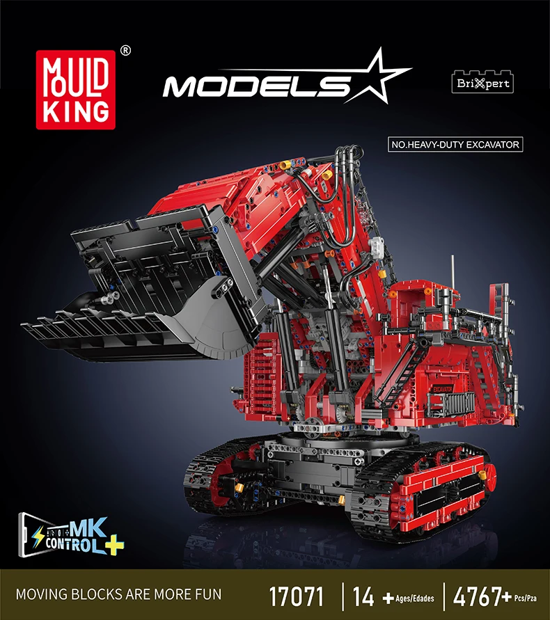 Mould King 17070/17071 Technical Car Building Block Remote Control R9800 Excavator Model Assembly Truck Brick Kid Christmas Gift