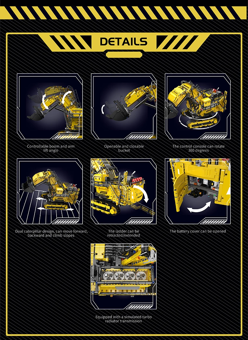Mould King 17070/17071 Technical Car Building Block Remote Control R9800 Excavator Model Assembly Truck Brick Kid Christmas Gift
