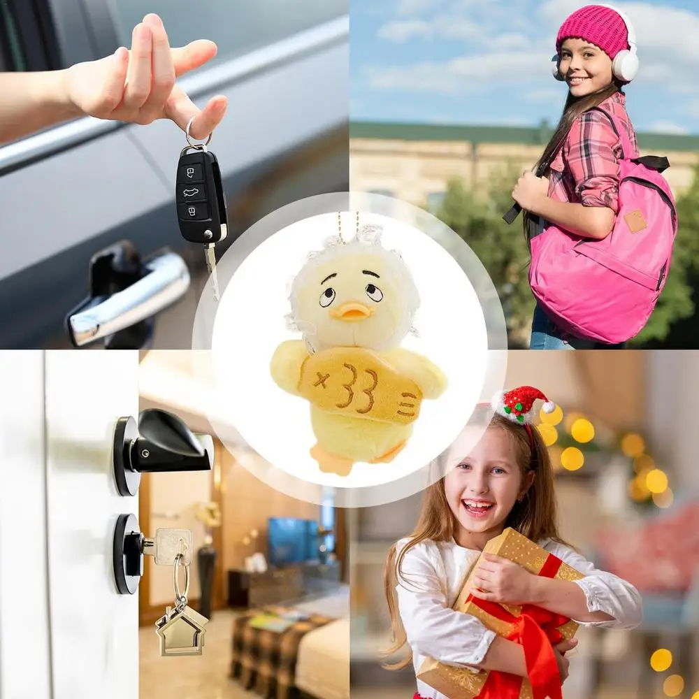 Plush Duck Keychain Cartoon Duck Keyring Charm Soft Portable Key Rings Decoration For Bags Purse Backpacks Car Keys