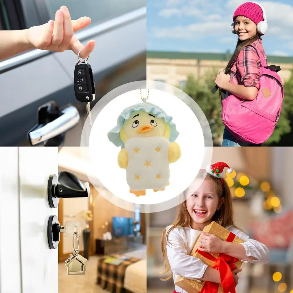 Plush Duck Keychain Cartoon Duck Keyring Charm Soft Portable Key Rings Decoration For Bags Purse Backpacks Car Keys