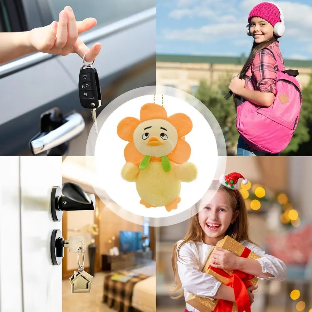 Plush Duck Keychain Cartoon Duck Keyring Charm Soft Portable Key Rings Decoration For Bags Purse Backpacks Car Keys