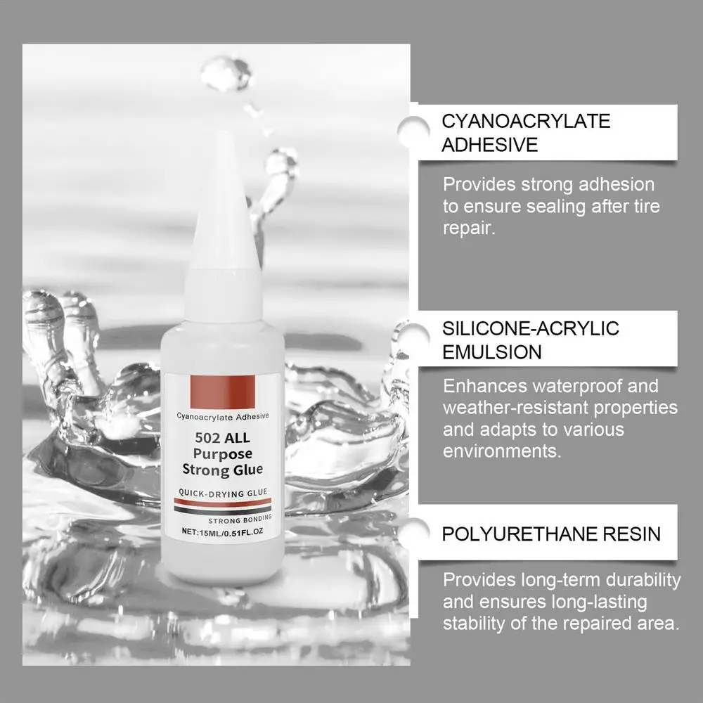 Tire Glue Instant Super Glue Rubber Cement Puncture Repair Tire Sidewall Repair Glue Tire Repair Cement For Multiple Types Tire