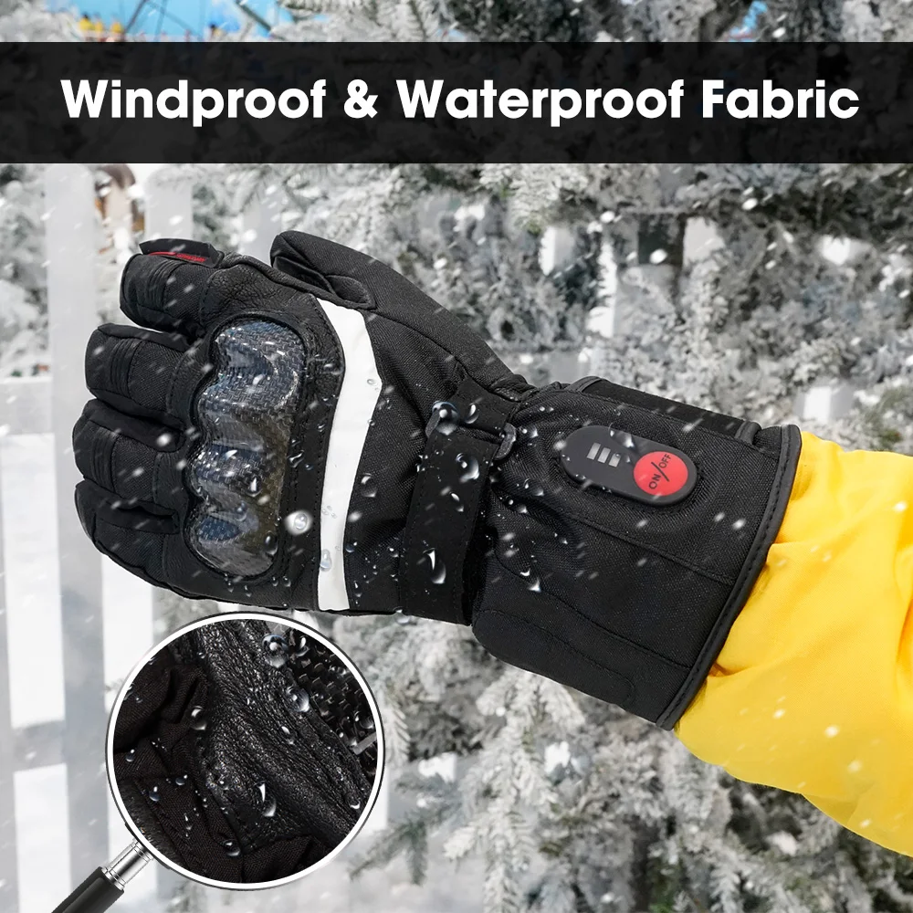 Savior Heat 100% Waterproof Motorcycle Gloves Heated Guantes Bike Riding Heating Gloves With Bettery Warmer Hand Joints Leather