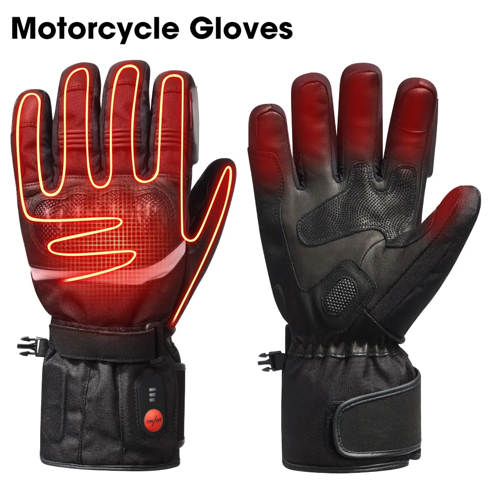 Savior Heat 100% Waterproof Motorcycle Gloves Heated Guantes Bike Riding Heating Gloves With Bettery Warmer Hand Joints Leather