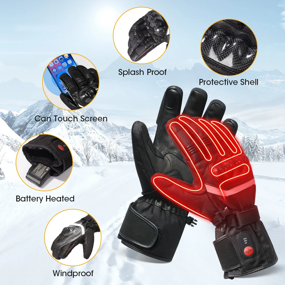 Savior Heat 100% Waterproof Motorcycle Gloves Heated Guantes Bike Riding Heating Gloves With Bettery Warmer Hand Joints Leather