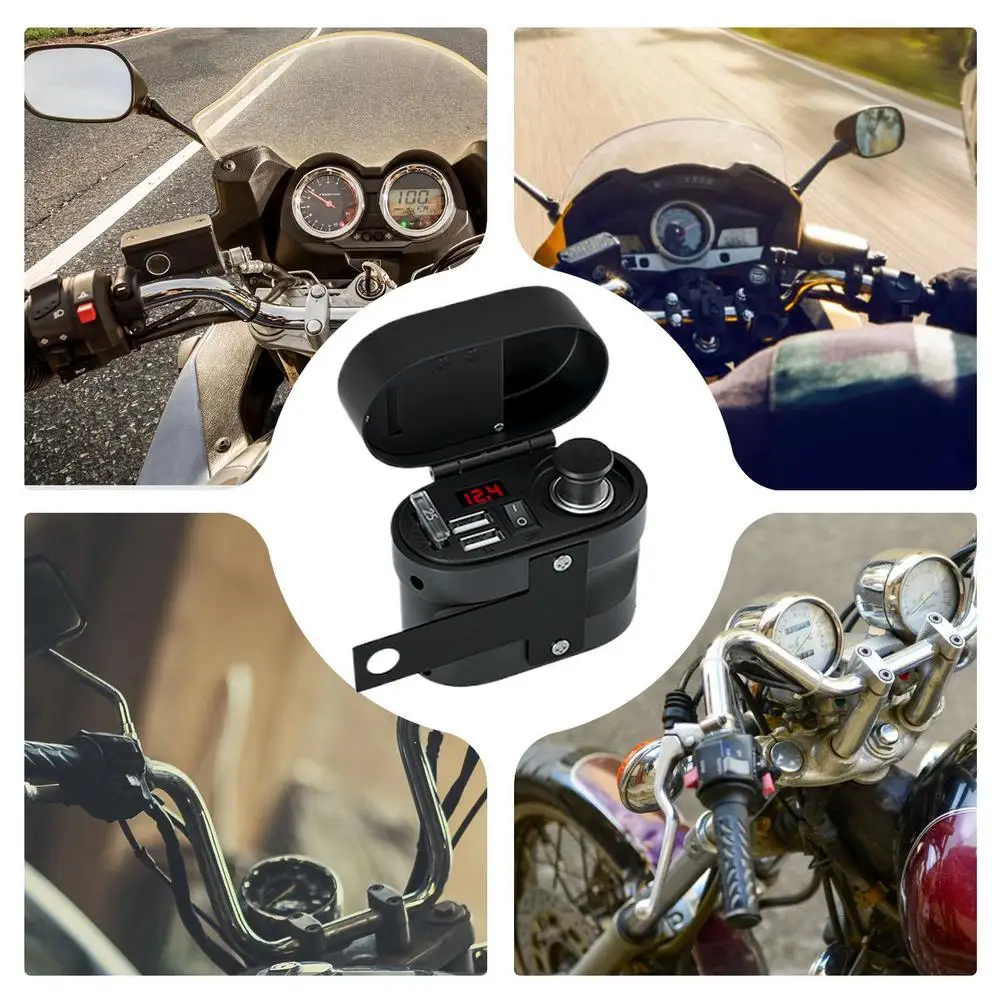 Motorcycle Cell Phone Charger Fast Power Adapter For Phone Quick Charge For Phone With Voltage Display Multifunctional
