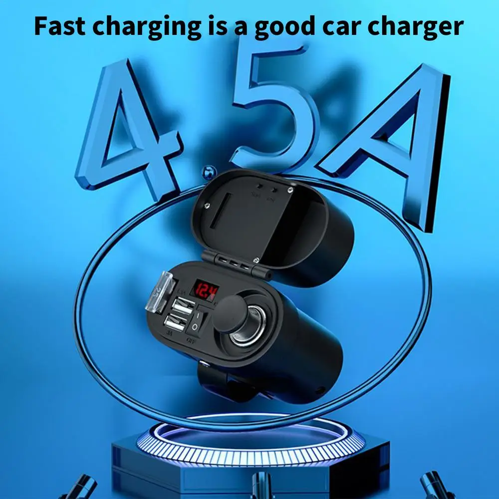 Motorcycle Cell Phone Charger Fast Power Adapter For Phone Quick Charge For Phone With Voltage Display Multifunctional