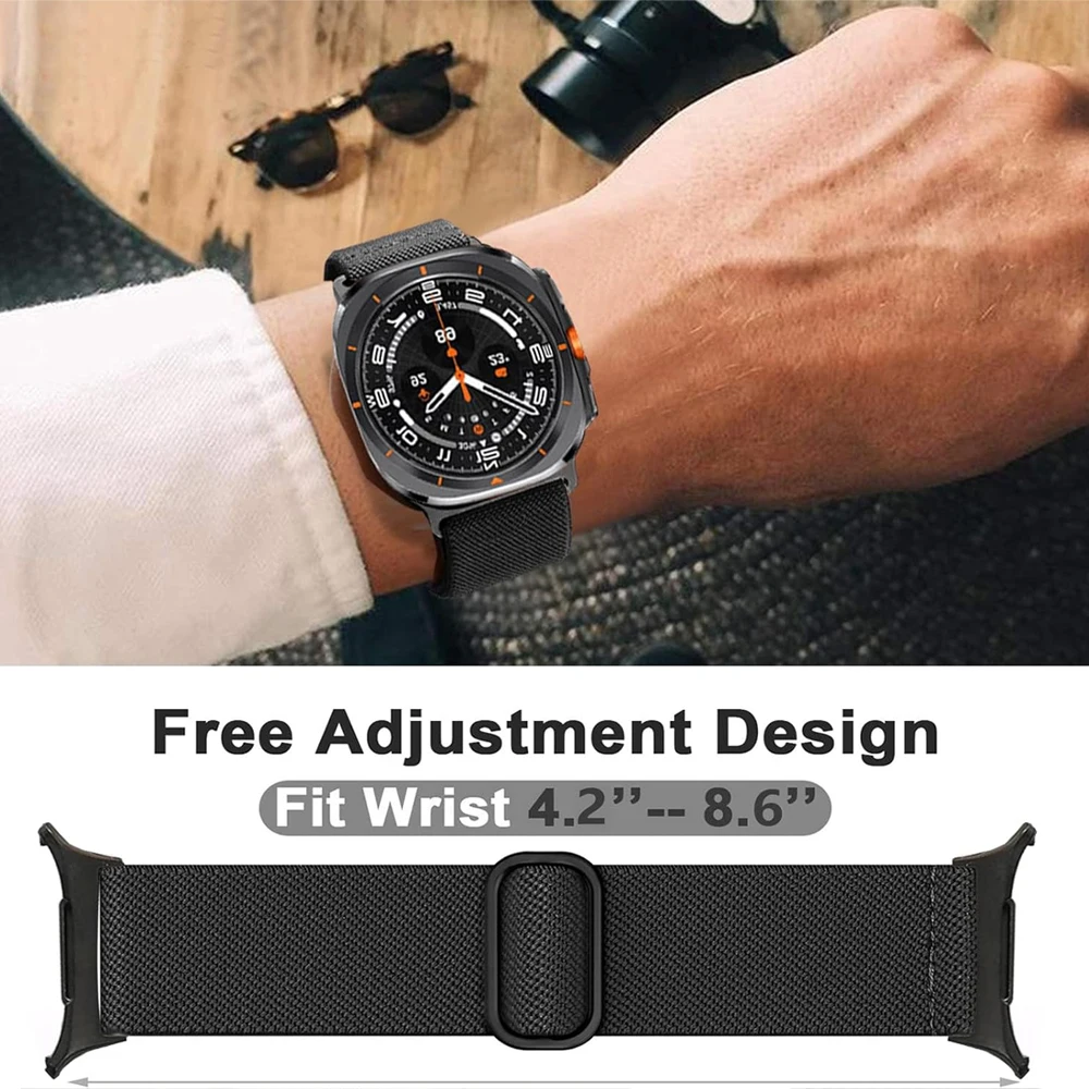 Strap For Samsung Galaxy Watch Ultra 47mm accessories Elastic Nylon Sport loop wrist bracelet correa Galaxy watch 7 Ultra band