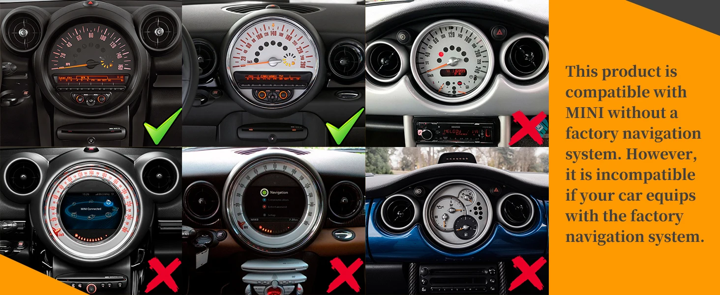 Android Auto Radio Head Unit for BMW Mini Roadster Countryman Paceman Upgrade Android 13 Apple CarPlay Car Stereo GPS Navi DVD
