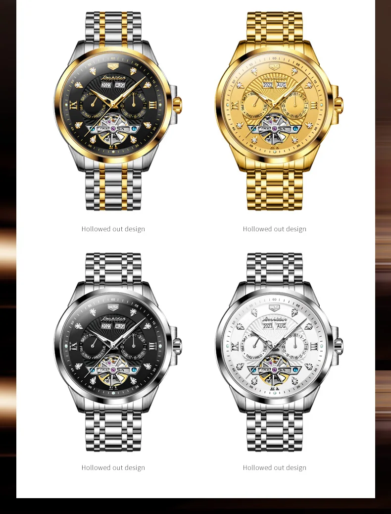 JSDUN 8911 Men's Watch High Quality Waterproof Luminescent Automatic Mechanical Watch Luxury Brand Multi functional Men's Watch