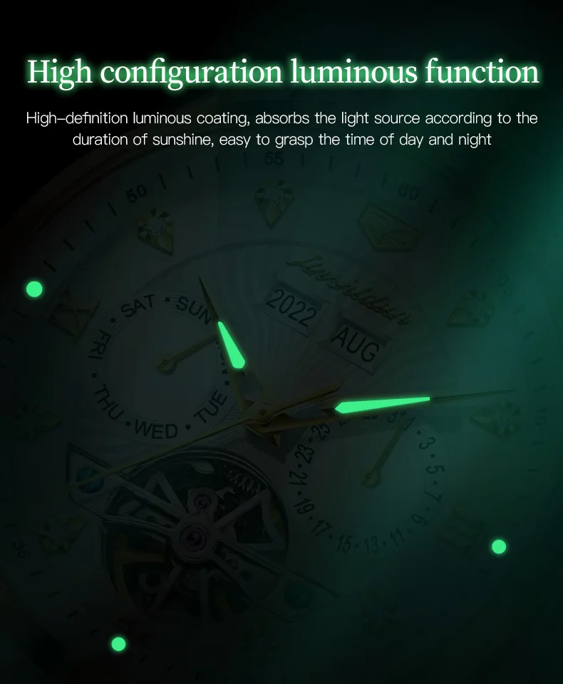 JSDUN 8911 Men's Watch High Quality Waterproof Luminescent Automatic Mechanical Watch Luxury Brand Multi functional Men's Watch