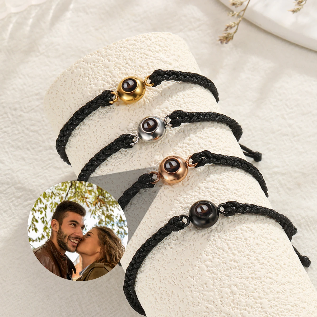 Wholesale Custom Photo Bracelet Personalized Photo Projection Bracelet Black Projection Bracelet for Men Birthday Christmas Gift