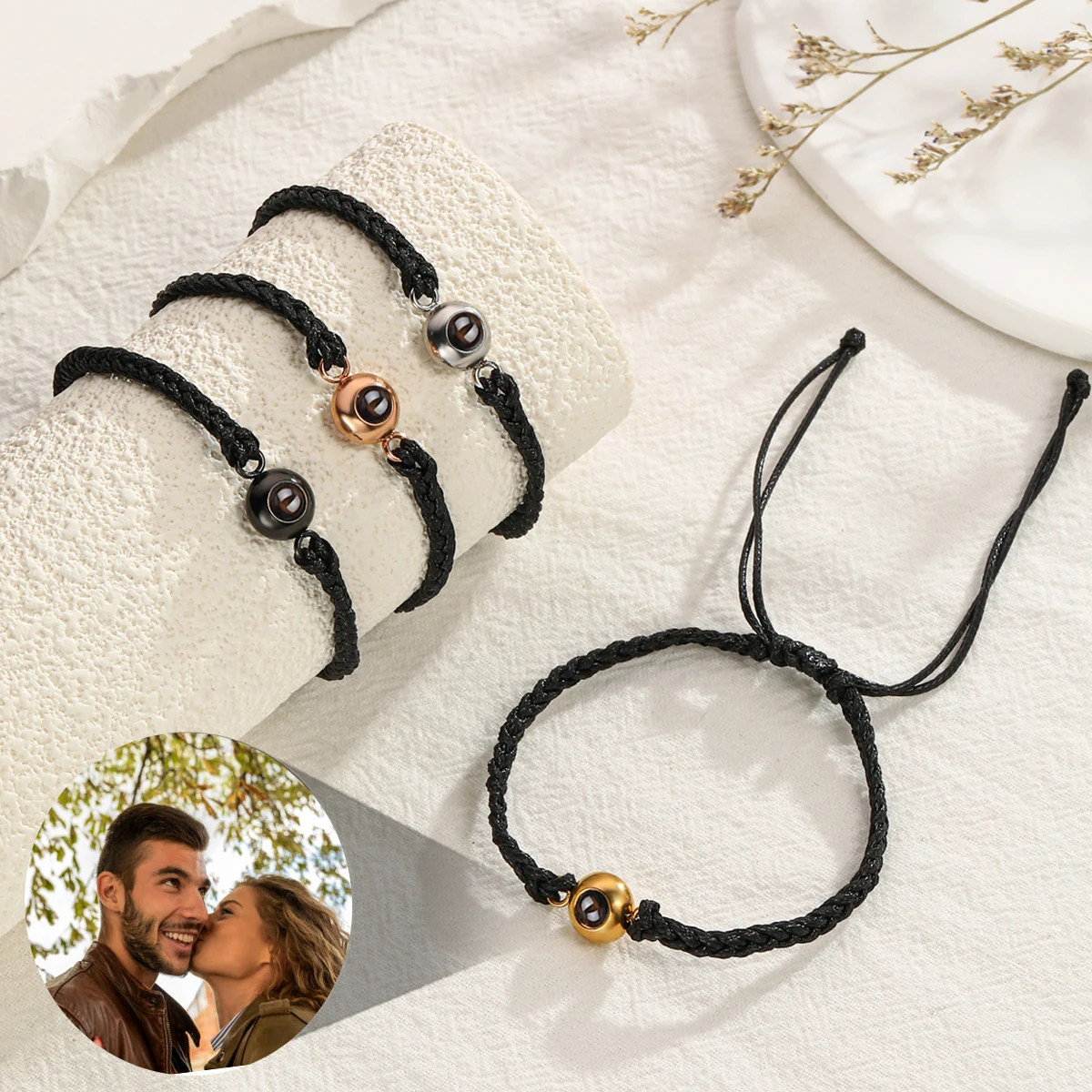 Wholesale Custom Photo Bracelet Personalized Photo Projection Bracelet Black Projection Bracelet for Men Birthday Christmas Gift