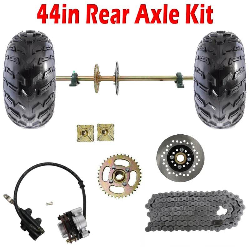 44" ATV Quad Rear Axle Kit With 10" Wheels Sprocket Golf Cart Go KartBrake Wheel Hub Brake DIY Four UTV Buggy Quad Assembly