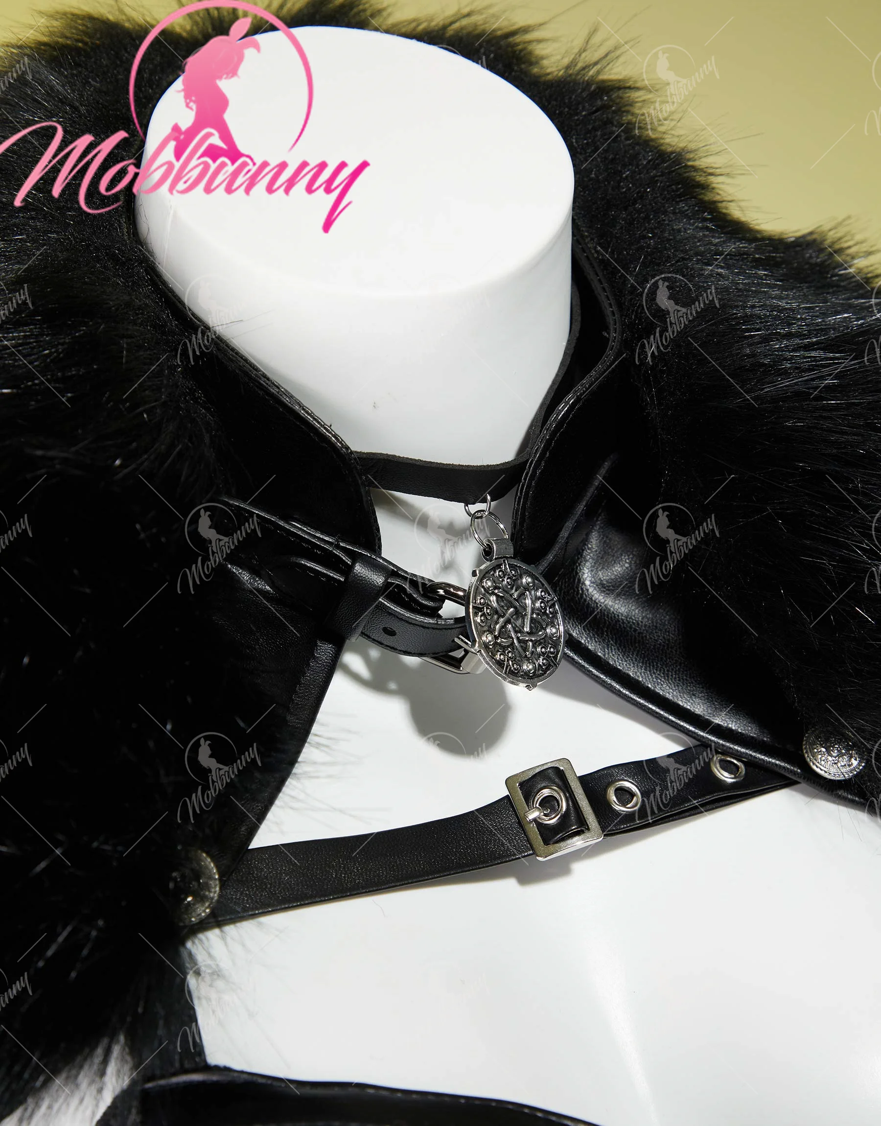 Mobbunny Women's Anime Lingerie Set Black Dress and Short Jacket with Gloves and Belt Cosplay Costume
