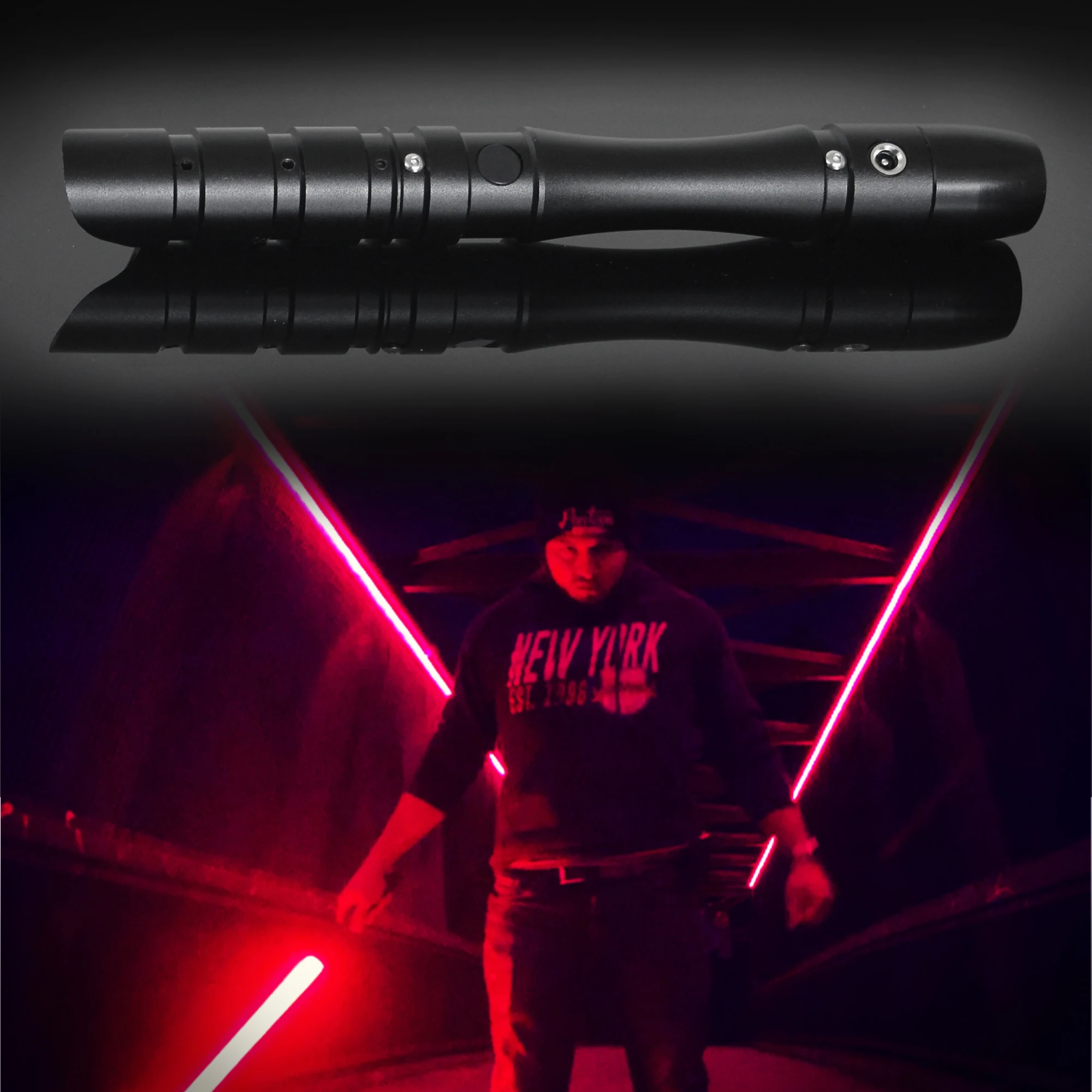 PHS 38.2inch Lightsaber Black Metal Hilt Series,Jedi Sith Light Saber,4 Modes Loud Sound,Smooth Swing,Blaster (38.2inch)
