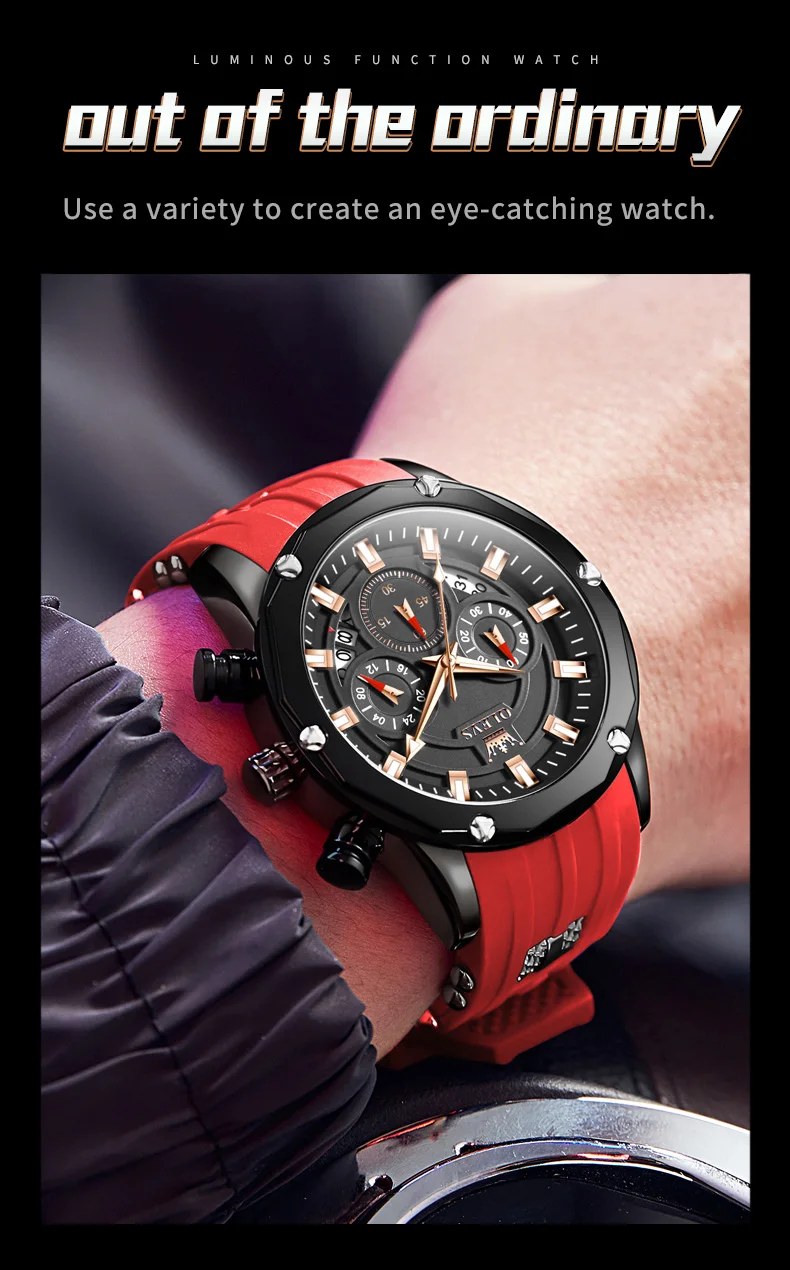 OLEVS 9991 Top Trendy Men's Watch Waterproof Silicone Strap Luxury Multifunctional Chronograph Brand Sports Quartz Men's Watch