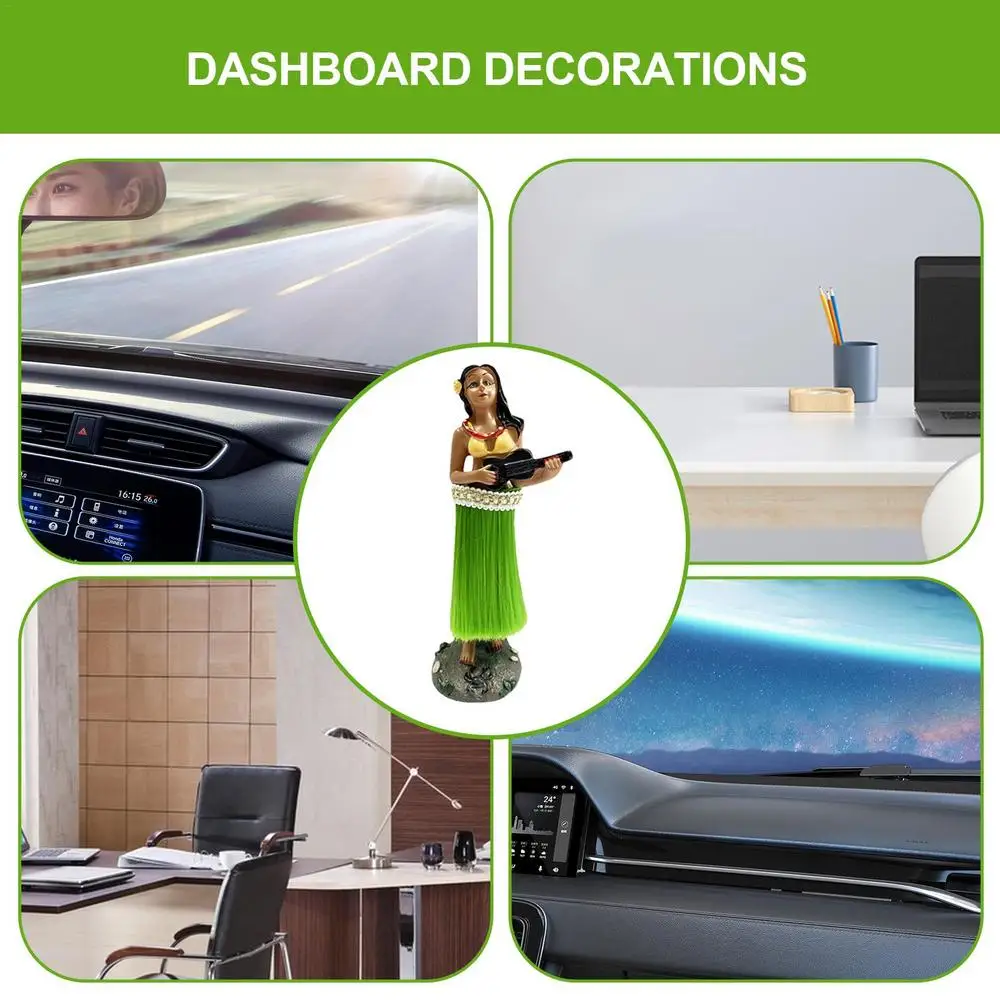 Hawaiian Dashboard Doll Ornament Swing Dance Girl Bobbleheads Portable Girl Bobble Shaking Head Dancing Toy For Cars Suvs