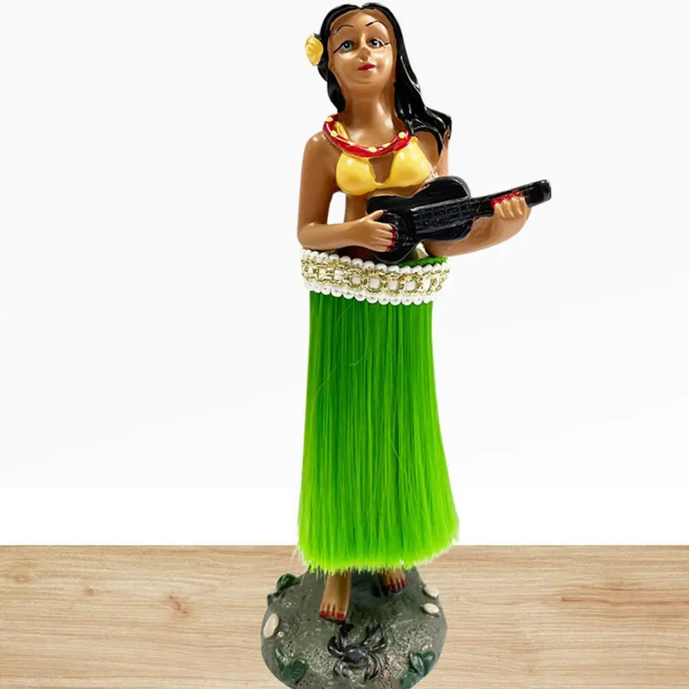 Hawaiian Dashboard Doll Ornament Swing Dance Girl Bobbleheads Portable Girl Bobble Shaking Head Dancing Toy For Cars Suvs