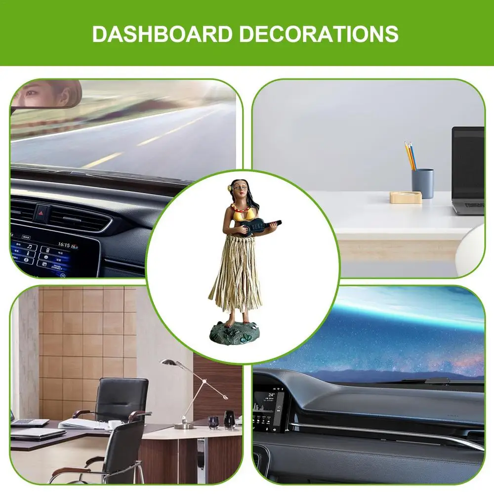 Hawaiian Dashboard Doll Ornament Swing Dance Girl Bobbleheads Portable Girl Bobble Shaking Head Dancing Toy For Cars Suvs