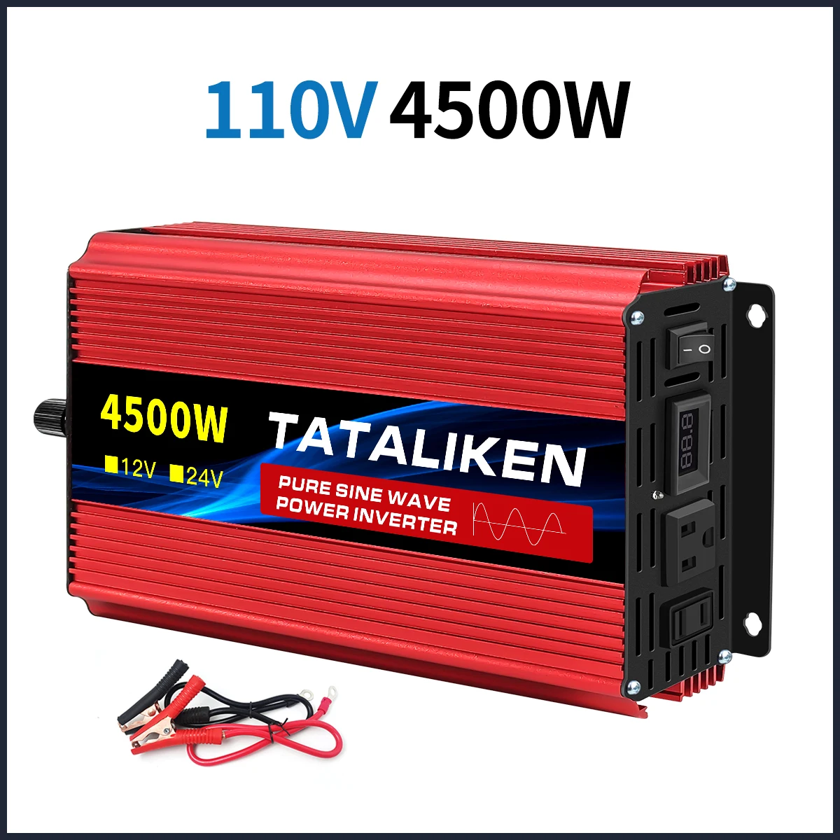 1600w-4500W 12V/24V to AC 110V 60Hz Pure Sine Wave Inverter Car Power Tranfermer Voltage Portable Converter with LED Display