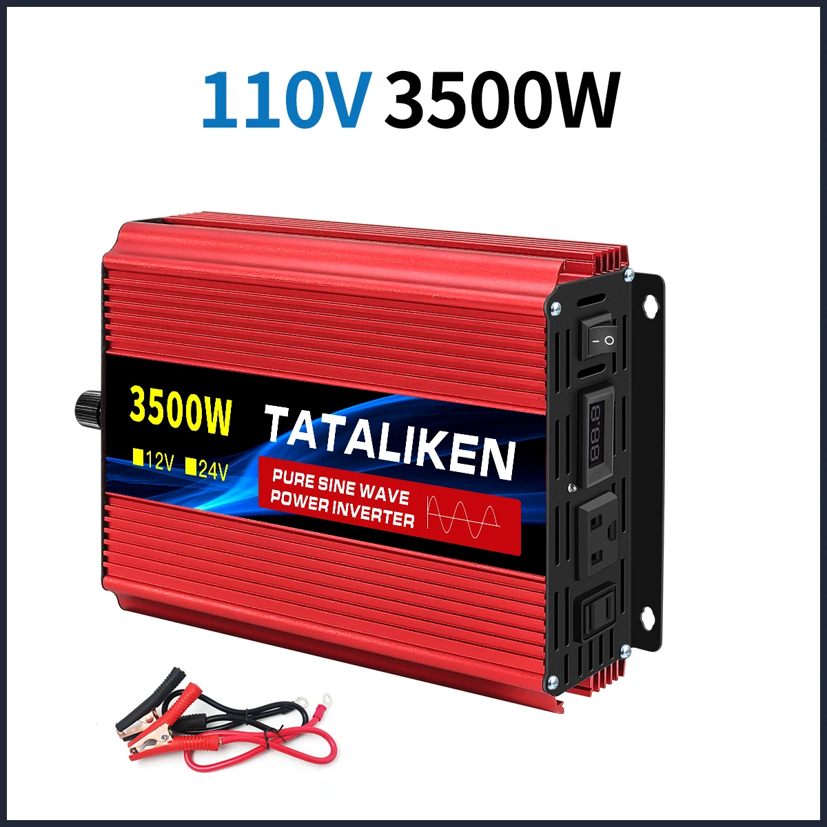 1600w-4500W 12V/24V to AC 110V 60Hz Pure Sine Wave Inverter Car Power Tranfermer Voltage Portable Converter with LED Display