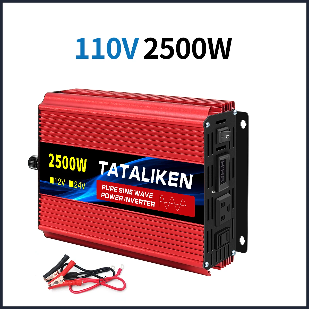 1600w-4500W 12V/24V to AC 110V 60Hz Pure Sine Wave Inverter Car Power Tranfermer Voltage Portable Converter with LED Display