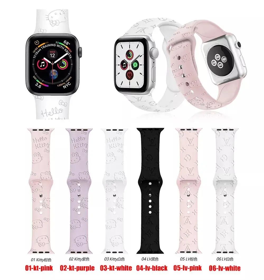 Sport Strap for Apple Watch band 44mm 40mm 45mm 49mm 38mm 42mm 41mm Printed Silicone Bracelet for iwatch series 7 6 5 3 SE ultra