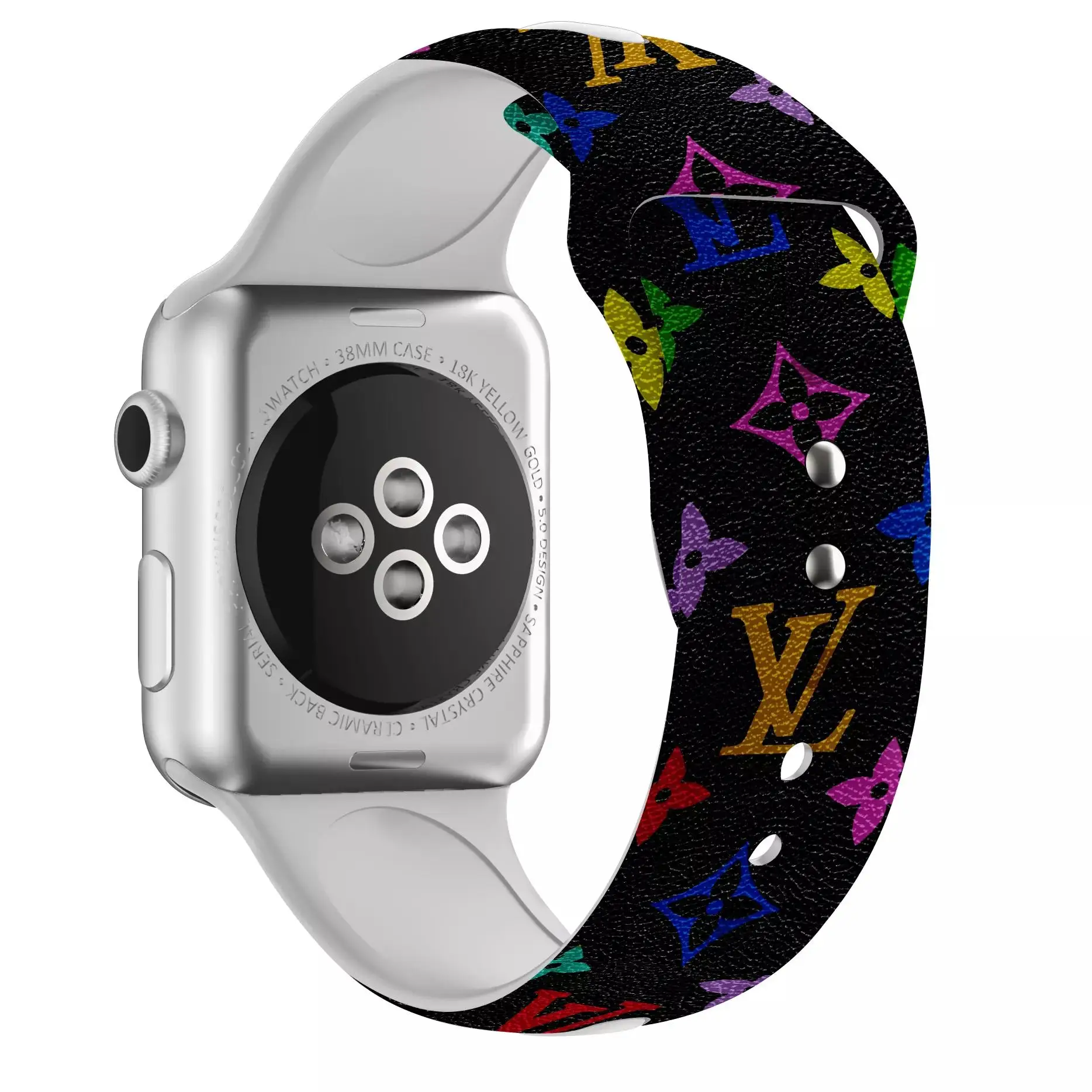 Sport Strap for Apple Watch band 44mm 40mm 45mm 49mm 38mm 42mm 41mm Printed Silicone Bracelet for iwatch series 7 6 5 3 SE ultra