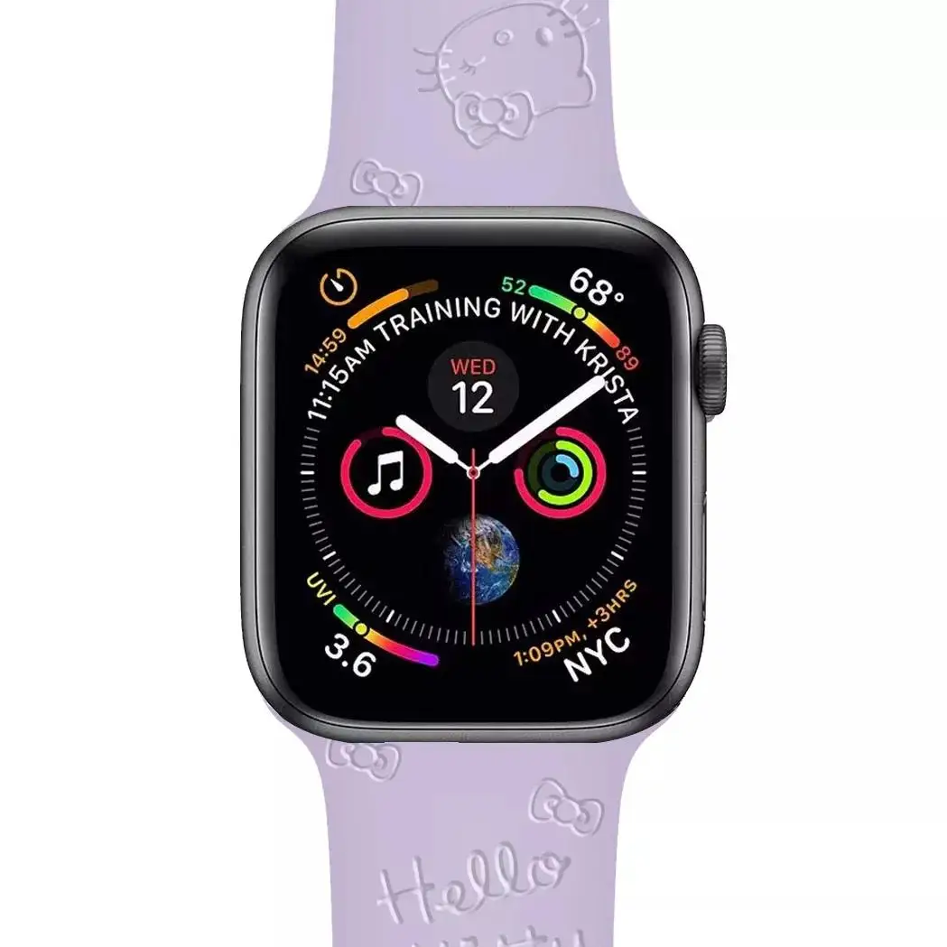 Sport Strap for Apple Watch band 44mm 40mm 45mm 49mm 38mm 42mm 41mm Printed Silicone Bracelet for iwatch series 7 6 5 3 SE ultra