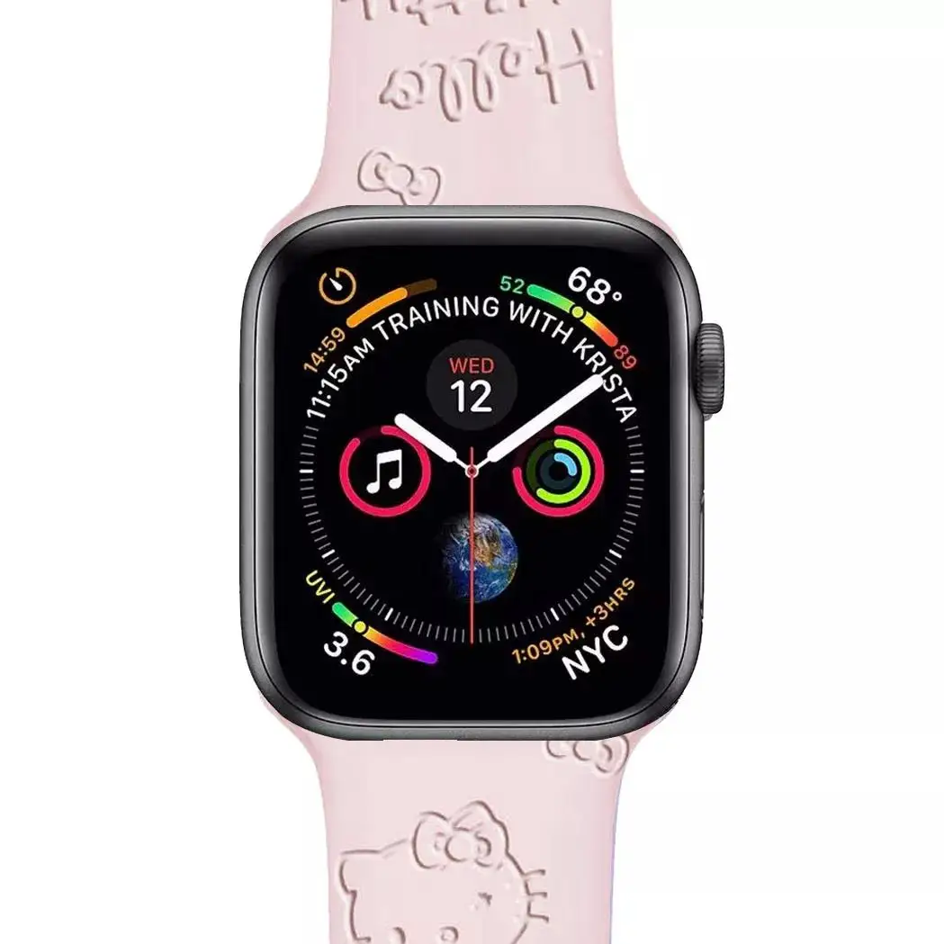 Sport Strap for Apple Watch band 44mm 40mm 45mm 49mm 38mm 42mm 41mm Printed Silicone Bracelet for iwatch series 7 6 5 3 SE ultra