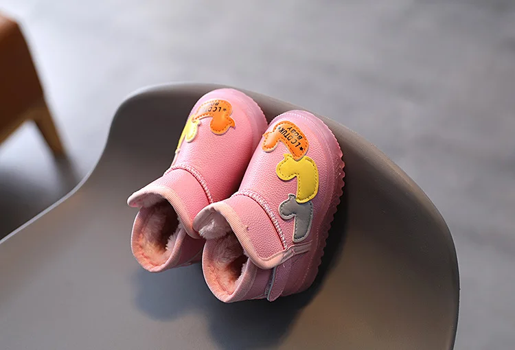 Children's Cartoons Snow Boots Girls Warm Boots Baby Cotton Sport Shoes Sequins Genuine Leather Princess Fashion Boots 1-6Y