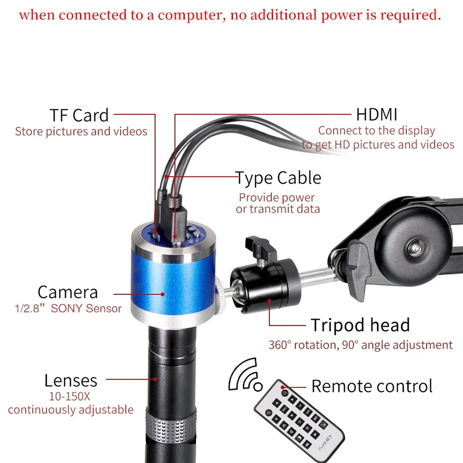Yizhan 1080P 4K HD Industrial Microscope For Soldering Microscope 48MP HDMI VGA USB Digital Microscope Camera Updated Arm Stand