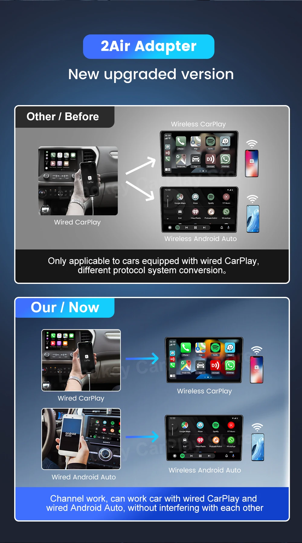 Carlinkit 5.0 Wireless Car Play Dongle Car Radio Draadloze Adapter Android Auto Box For Mazda Cx5 6 Mazda Multi-Device Support