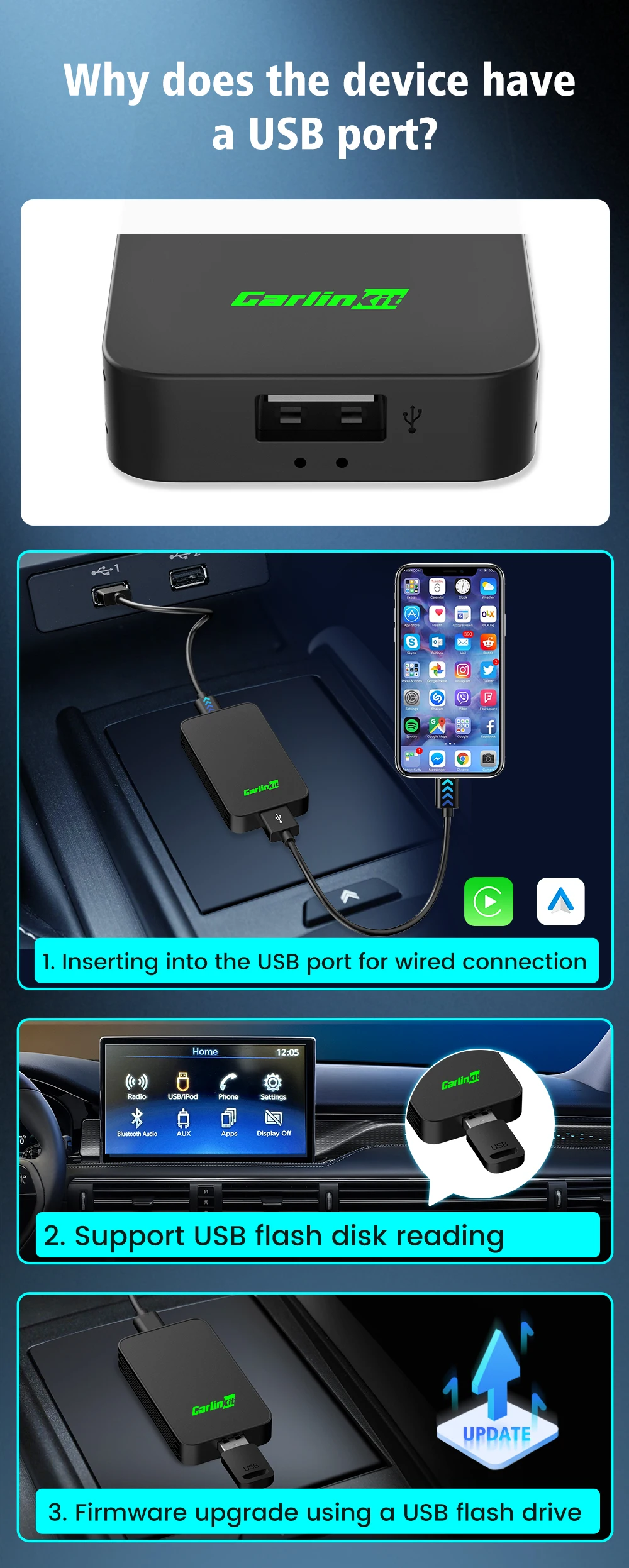 Carlinkit 5.0 Wireless Car Play Dongle Car Radio Draadloze Adapter Android Auto Box For Mazda Cx5 6 Mazda Multi-Device Support