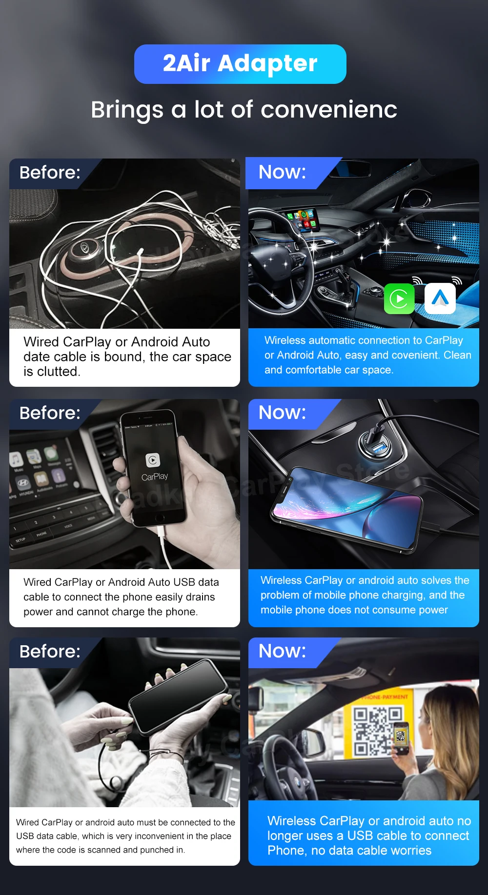 Carlinkit 5.0 Wireless Car Play Dongle Car Radio Draadloze Adapter Android Auto Box For Mazda Cx5 6 Mazda Multi-Device Support