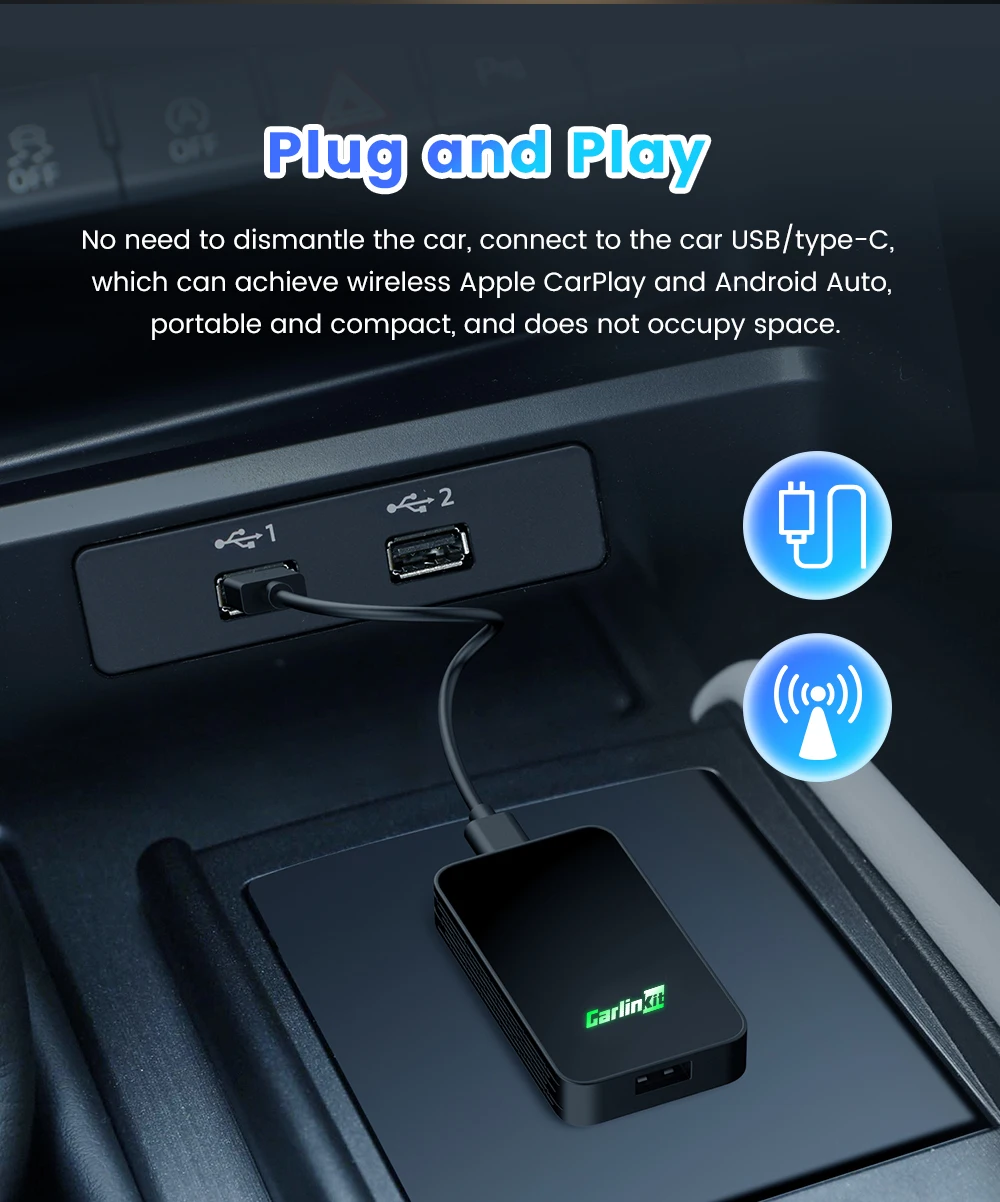 Carlinkit 5.0 Wireless Car Play Dongle Car Radio Draadloze Adapter Android Auto Box For Mazda Cx5 6 Mazda Multi-Device Support