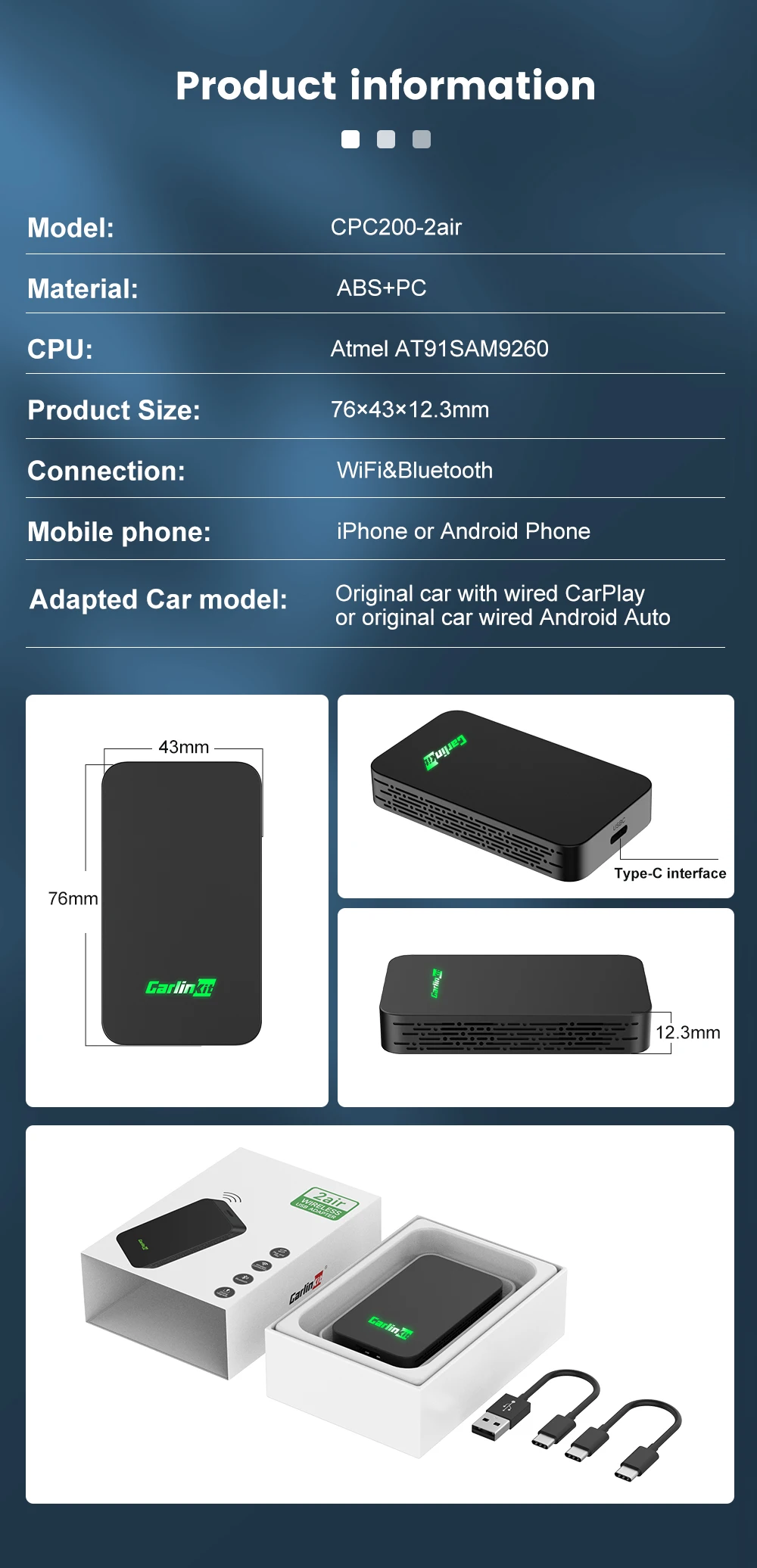 Carlinkit 5.0 Wireless Car Play Dongle Car Radio Draadloze Adapter Android Auto Box For Mazda Cx5 6 Mazda Multi-Device Support