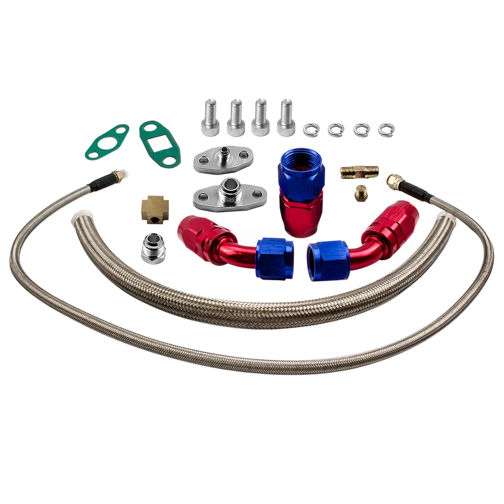 T3/T4 Upgrade Billet Turbo 63 A/R T04E 400+HP BOV Adapter Oil Return Feed Line