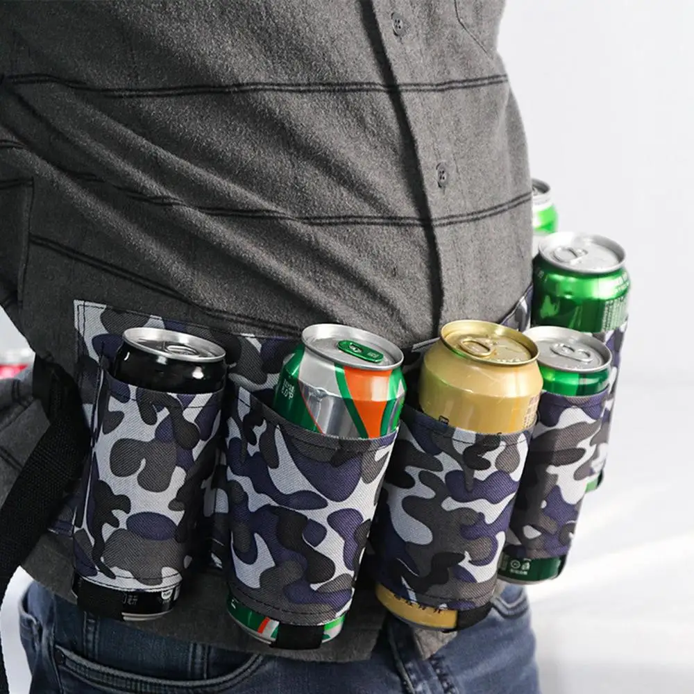 Beer Belt Holder For Men Portable Soda Bottle Beer Holder Drink Can Holder Holds 6 Cans Adjustable Beer Waist Holder For Parties