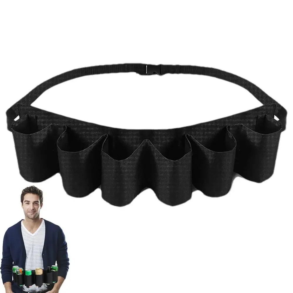 Beer Belt Holder For Men Portable Soda Bottle Beer Holder Drink Can Holder Holds 6 Cans Adjustable Beer Waist Holder For Parties
