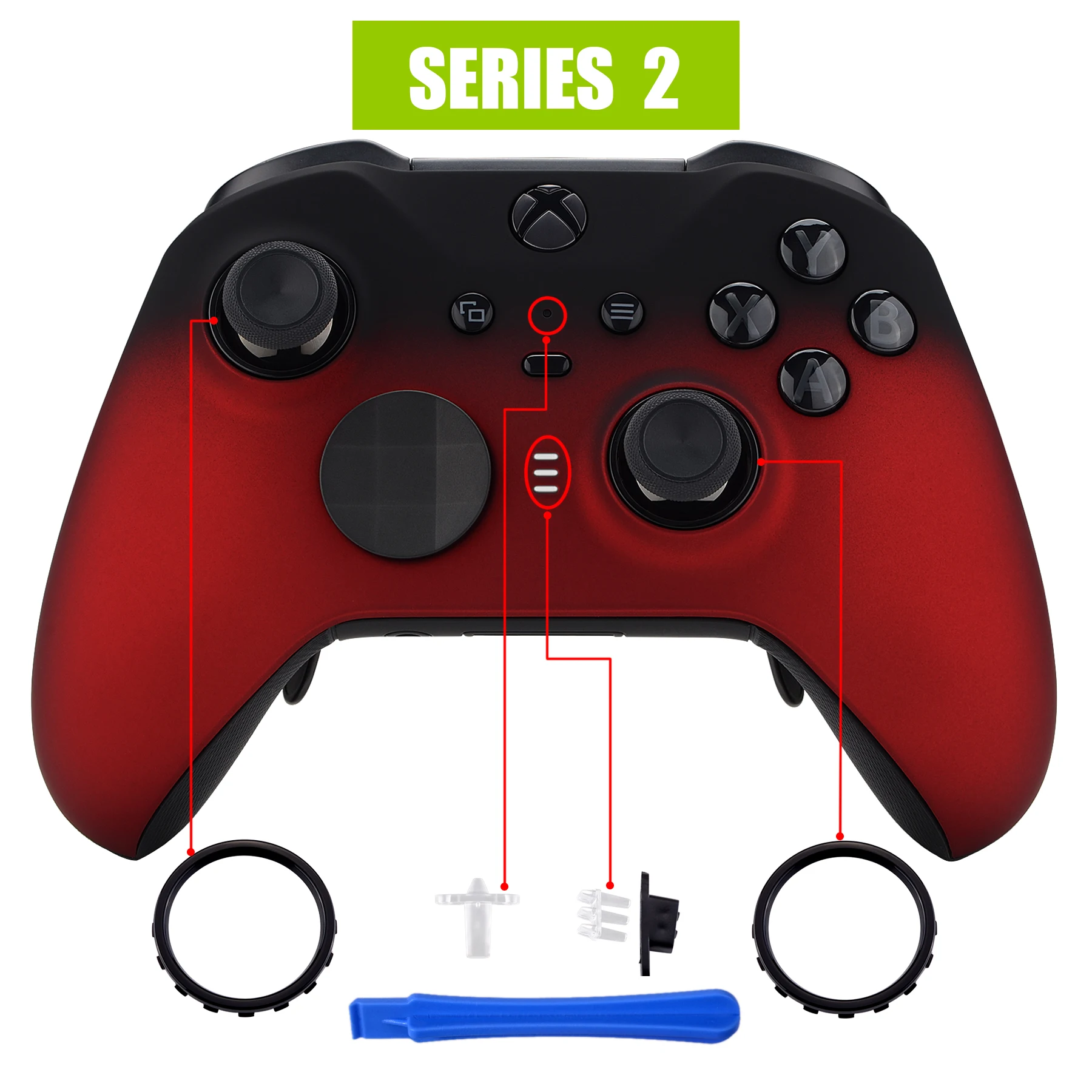 eXtremeRate Replacement Front Housing Shell Case for Xbox One Elite Series 2 Controller Model 1797 - Clear & Single Series