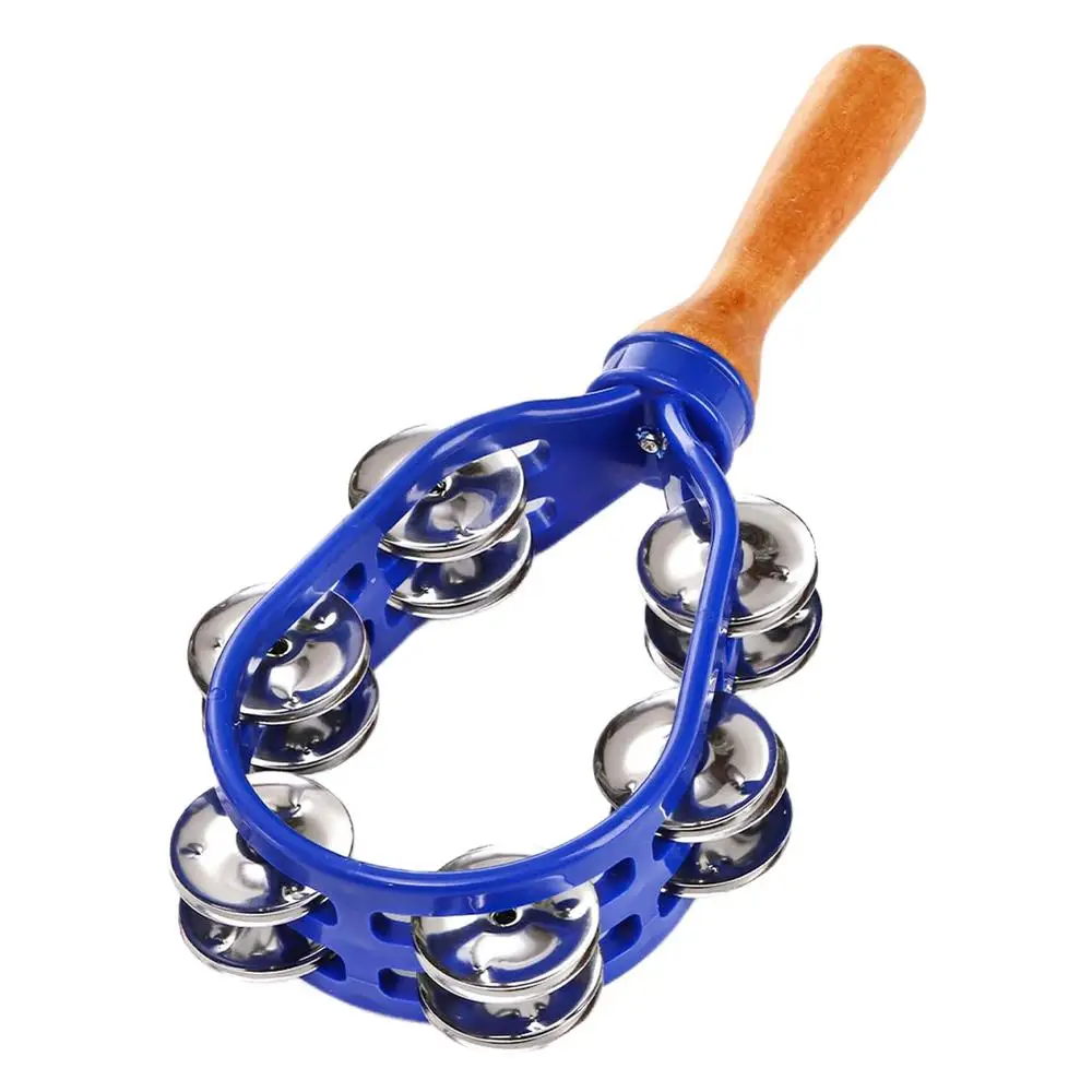 Double Row Metal Jingles Hand Held Tambourine Safe Musical Tambourine Rustproof Waterproof Percussion Instrument Eco-Friendly