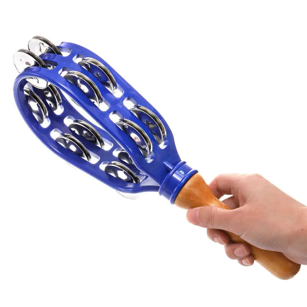 Double Row Metal Jingles Hand Held Tambourine Safe Musical Tambourine Rustproof Waterproof Percussion Instrument Eco-Friendly