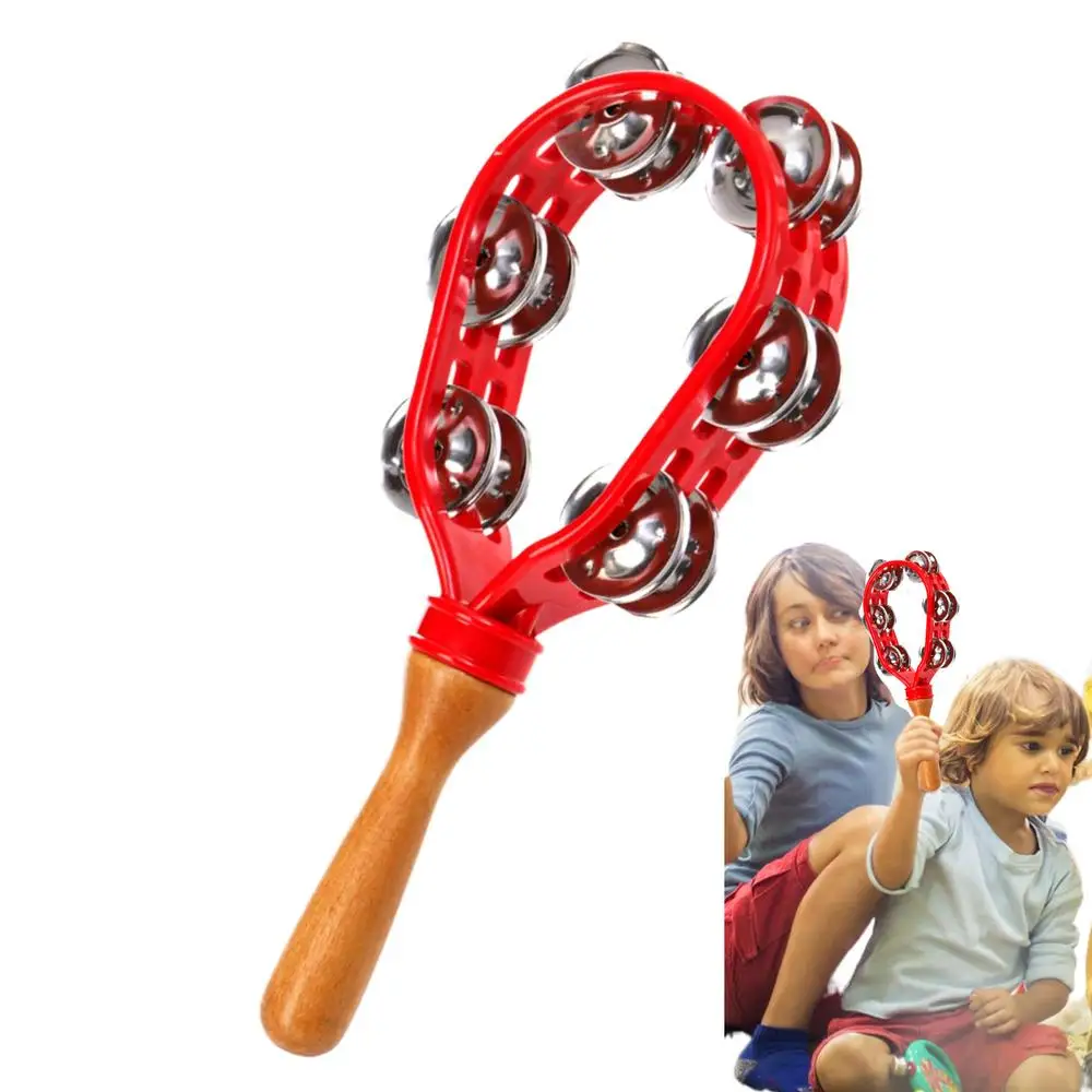 Double Row Metal Jingles Hand Held Tambourine Safe Musical Tambourine Rustproof Waterproof Percussion Instrument Eco-Friendly