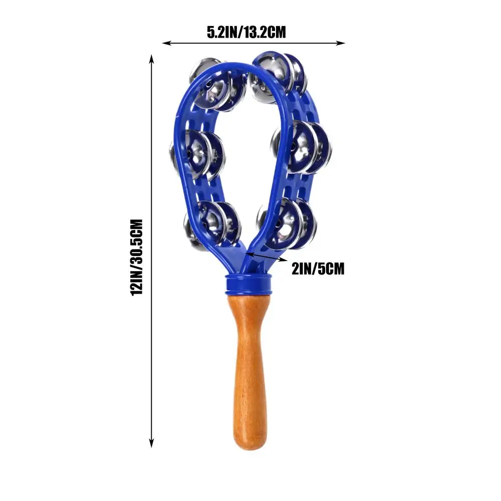 Double Row Metal Jingles Hand Held Tambourine Safe Musical Tambourine Rustproof Waterproof Percussion Instrument Eco-Friendly