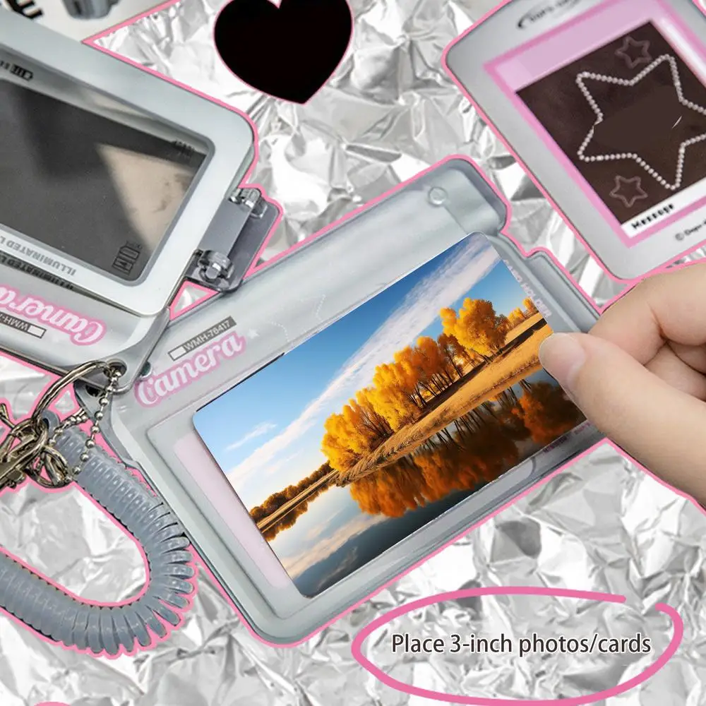 Kawaii 3-inch Acrylic DV Type Kpop Photocard Holder Photo Card Holder Bag Pendant School Stationery